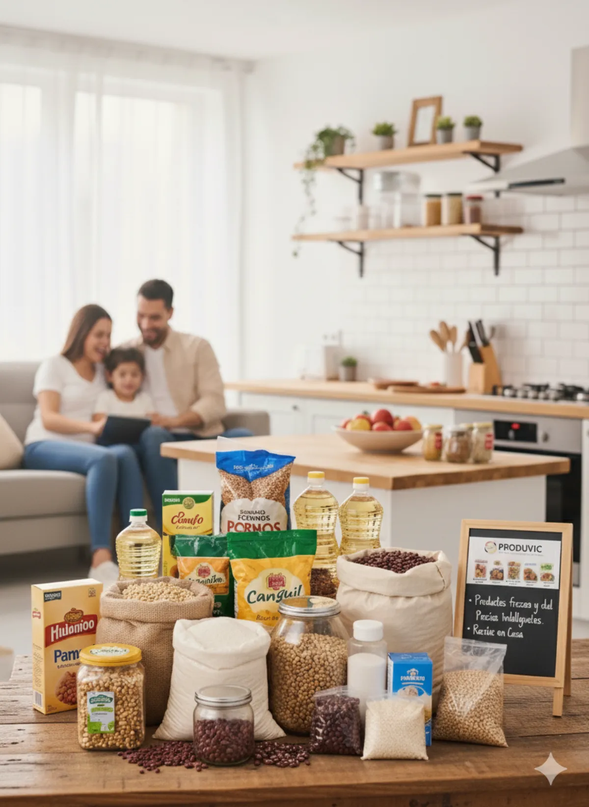 Compras de una familia realizadas en Produvic - Foto generada por IA